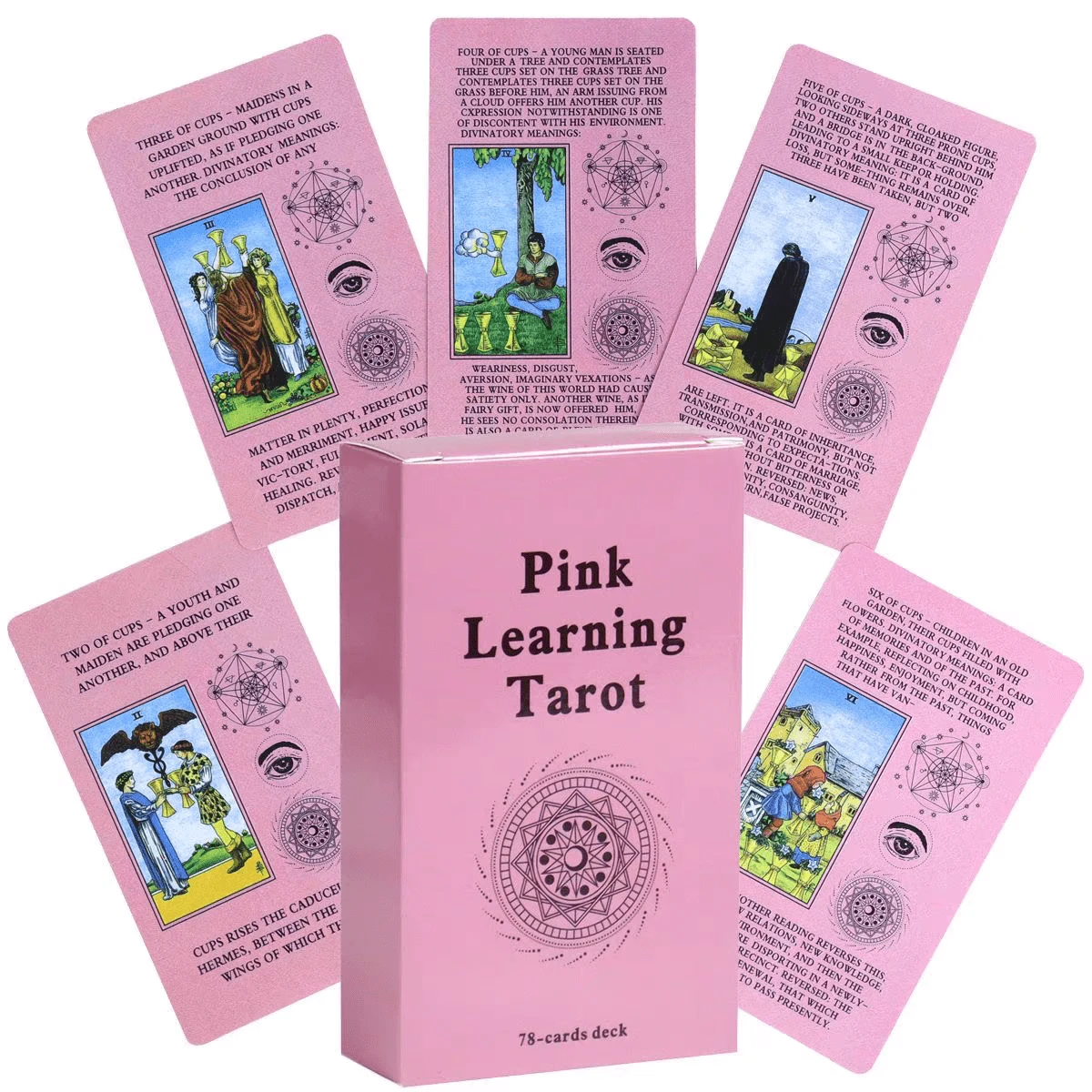 PINK LEARNING Tarot Card Set: Easy To Learn Tarot - Spiritual Guidance For Beginners, 78 Cards, Divination Tool - Pink - View 1