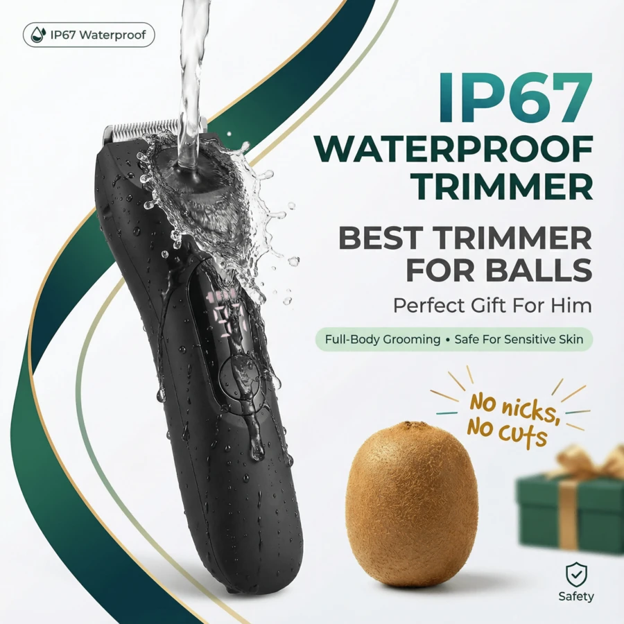 Men's Professional Body Groomer & Electric Shaver – Full Body Hair Trimmer With Ceramic Blade, Precision Grooming For Beard, Chest & Body, Low Noise, Waterproof Design, USB Rechargeable For Gym, Travel & Daily Care, Ideal Christmas Gift For Men - Black - View 1