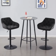 AINPECCA Bar Stools Set Of 2/4 Modern Height Adjustable Swivel Breakfast Bar Stools With Velvet Cushion Arms Backs Barstools For Home Counter Kitchen - Black - View 2