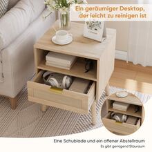 Vine Bedside Table, Bohemian Bedside Table With Open Shelf, Modern Medieval Bedside Table With Gold Handle, 45 X 40 X 55 Cm, 1 Piece - Maple - View 5