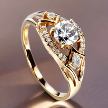 1pc 18K Gold Plated Elegant & Luxurious Women's Copper Wedding/Engagement Ring Set With White Cubic Zirconia, Perfect Jewelry For Weddings, Banquets And Parties - Ring - View 21