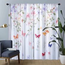 2 tấm rèm in hình bướm và hoa - Chất liệu polyester mờ, dễ lắp đặt, có túi luồn thanh treo rèm, phù hợp trang trí phòng ngủ và phòng khách, thiết kế tạo sự riêng tư và cảm hứng thiên nhiên, rèm cửa phòng khách. - Nhiều màu - Xem 7