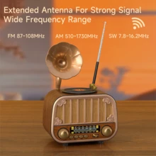 复古便携式收音机，AM/FM/SW 多频段，USB 充电 + TF 卡播放，带外置天线，户外应急个人收音机，迷你 FM 接收器 - 玫瑰金 - 查看 5