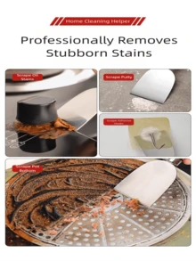 OBOVAY 多功能刮刀，多用途清洁刮刀，金属铲，多功能厨房排气扇油渍锅底清洁刀，可去除顽固污垢和霜冻，水泥刮刀，墙面装饰刮刀，瓷砖缝隙刮刀，符合人体工程学的手柄 - 适用于玻璃、地板、冰箱、炉灶等多种表面 - 去除顽固污渍、霜冻和油脂 - 家用和厨房清洁用品，结构坚固，品质优良，家居维护（款式随机） - 多款式 - 查看 9