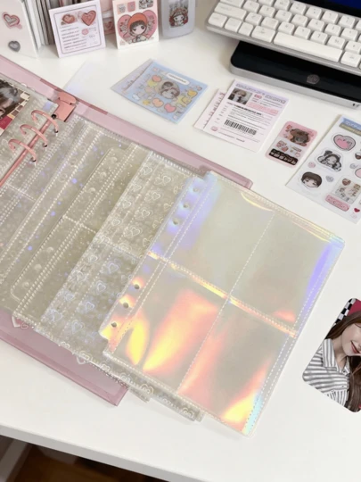 5/10 ชิ้น A5 ขนาด Shiny Loose Leaf Inserts, Transparent Glitter Butterfly Inserts, Laser Series Refill Pages, PP Material Replacement Pages, Plastic Protective Covers, สามารถใช้เป็น Sticker Books, Photo Albums, Budget Planners, Journals, Portable Stickers เหมาะสำหรับ Binders, 3D Stickers, Photo Album Refills, Kpop Photo Card Storage, Card Holders, Large Capacity Portable Sticker Storage, Sticker Storage, Nail Art Storage, Office Supplies, School Supplies, Back To School (Random Style)