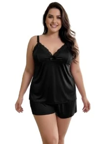 Kit 2 Baby Doll Amamentação Plus Size Gestante Pós Parto Feminino Com Click Maternidade Lactante - Vinho - Visão 3