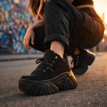 Buffalo PM Women's Sneakers Women's Boot With High Sole Platform 7cm Immediate Shipping - màu đen - Xem 7