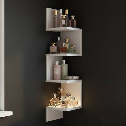 Organizador Suporte de Canto Retro Prateleira De Canto Suspensa Mdf Estante Livros Nicho