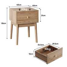 Modern Style Medieval Bedside Table In Oak, Bedroom Nightstand With Metal Handle, 40 X 40 X 55 Cm, Set Of 2 - Oak - View 7