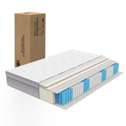 Die Matratze misst 90 x 200 cm und ist 25 cm hoch (H3). Sie besteht aus komfortablem Schaumstoff und verfügt über 7 unabhängige, ergonomische Federn, die für Erwachsene geeignet sind. Sie ist OEKO-TEX®-zertifiziert.