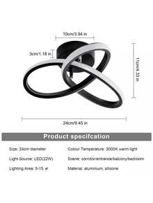 Modern LED Ceiling Light, Ceiling Lamp With 3 Variable Colors, High-End Simple Decorative Lamp, Suitable For Living Room, Hallway, Kitchen And Balcony - Black - View 3