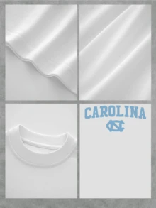 Carolina Team Graphic Women's Pattern Print TShirt  Comfy Pure Cotton College Style Tee For Casual Daily Wear, Perfect Birthday Gift For UNC Alumni & Carolina Fans, Express Your Team Spirit! - trắng - Xem 4