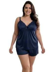 Kit 2 Baby Doll Amamentação Plus Size Gestante Pós Parto Feminino Com Click Maternidade Lactante - Caqui - Visão 2