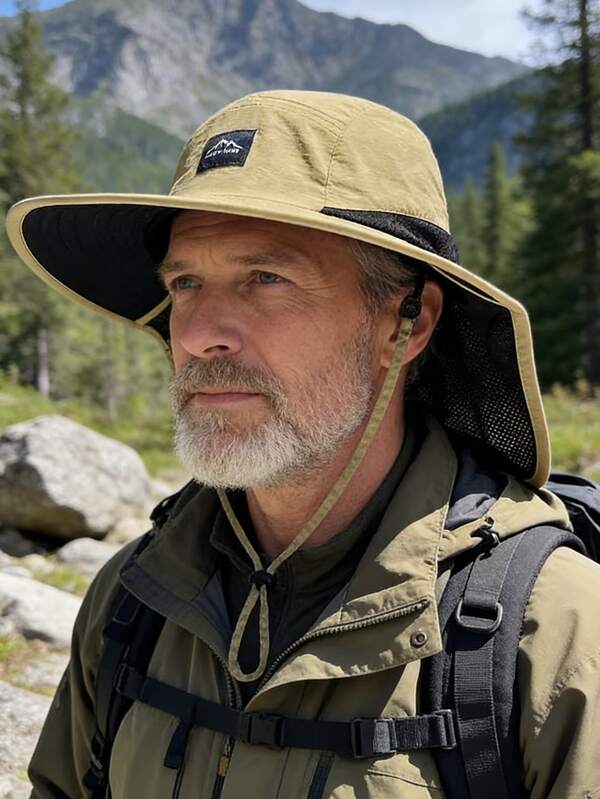 1pc Spring/Summer New Fashionable Outdoor Sun-Shading Breathable Mesh Neck Protector Bucket Hat, Face-Slimming, Versatile, Soft & Comfortable, Suitable For Outdoor Activities, Hiking, Fishing, Camping, Cycling