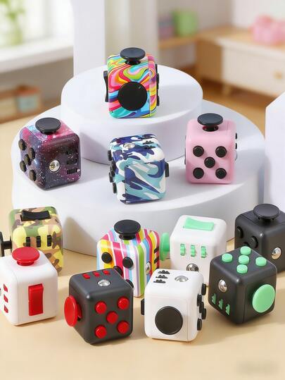 Juguete de dados multicolor, juguete sensorial de plástico ABS para aliviar la ansiedad, juguete creativo para aliviar el estrés adecuado para adolescentes y adultos, juguete antiestrés con dados para aliviar el aburrimiento y la ansiedad en clase, decoración de escritorio para oficina, adecuado para regalos de Navidad, vacaciones, Halloween, Pascua, cumpleaños