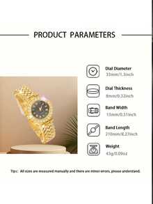 Set de 5 relojes de mujer de diseño redondo de lujo y estilo versátil de negocios - Dorado - Ver 4