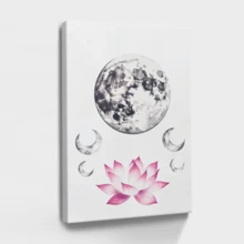 1pc Framed Wall Art, Wrapped Canvas Poster Vintage Prints, Pink, Moon, Water Drops, Water Polo, Flower, Black And White Drawing-simple, Classic, Timeless, Elegant Style, Birthday Party Decor, Decorative Wall Art for Living Room Bedroom Office, Hanging Hardware Included - Wrapped Framed Canvas, Vertical - Lienzo enmarcado - Ver 1