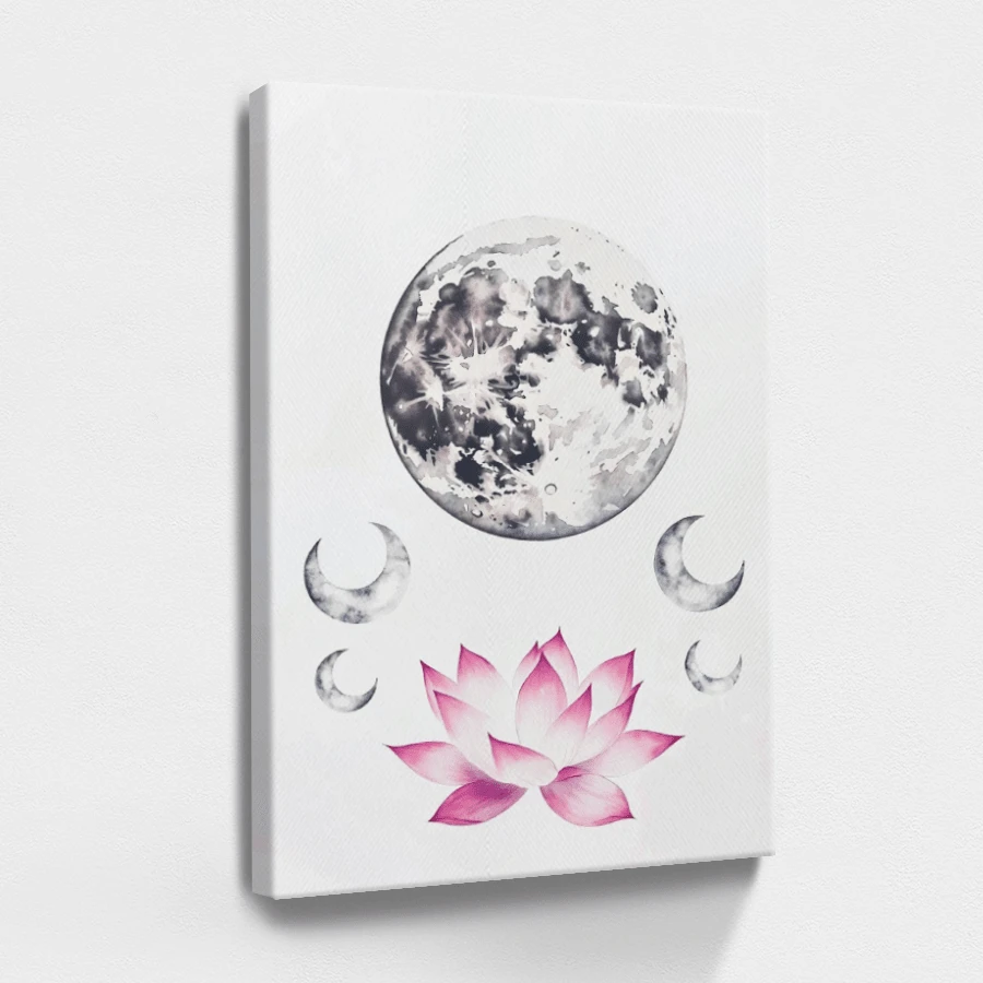 1pc Framed Wall Art, Wrapped Canvas Poster Vintage Prints, Pink, Moon, Water Drops, Water Polo, Flower, Black And White Drawing-simple, Classic, Timeless, Elegant Style, Birthday Party Decor, Decorative Wall Art for Living Room Bedroom Office, Hanging Hardware Included - Wrapped Framed Canvas, Vertical - Lienzo enmarcado - Ver 1