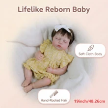 NPK 19英寸手工高品质精细彩绘仙女露露娃娃，栩栩如生，触感柔软，可爱便携。 - 薑色 - 查看 2