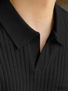 Suéter de punto de manga larga con cuello acanalado GRDR para hombre, ropa exterior casual y versátil - Negro - Ver 3