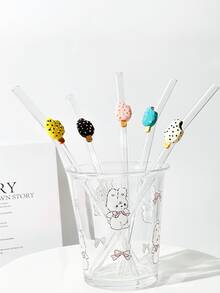 Reusable Glass Straw, Transparent Milkshake, Smoothie, Juice, Milk, Cocktail, Cold Drink, Ice Cream Party Curved Glass Straw - View 1