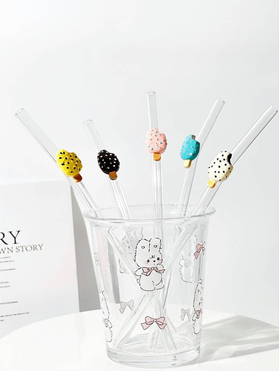 Reusable Glass Straw, Transparent Milkshake, Smoothie, Juice, Milk, Cocktail, Cold Drink, Ice Cream Party Curved Glass Straw - View 1