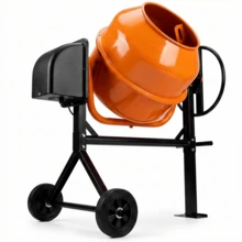 TABU 5.0 Cu.Ft Electric Concrete Mixer, Portable Cement Mixer, Mortar Mixing For Stucco/Seeds, Freestanding Cement Mixing Tools With Wheels For Stucco, Orange/Blue - 美規B型插(110-127V) - 查看 10
