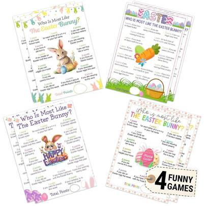 20pcs Easter Interactive Game Cards, "Who Looks Most Like The Easter Bunny" Party Activity Cards, Holiday Party Supplies