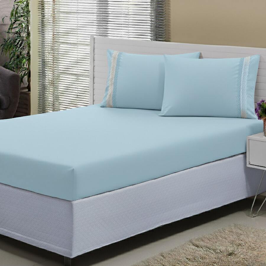 2-Piece Single Bed Sheet Set 100% Cotton Mesh - Sheet And Pillowcase - 24 Thread Count - 135 Grammage - Azul - Ver 1