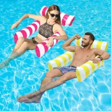 Inflatable Drainage Floating Chair, Dual-Use Beach Lounger With Backrest, Foldable Inflatable Pool Chair For Pool, Beach Party, Summer Outdoor Water Entertainment, Portable Floating Chair, Suitable As Summer Birthday Gift, Party Gift, Student Gift, Swimming Float Bed, Water Hammock, Lounge Chair, Water Floating Bed, Swimming Pool Summer Swimming Pool Water Recreation Accessories, Suitable For Water Resort Leisure, Inflatable Pool Hammock, Pool Inflatable, Beach Essentials, Pool Float - MultiWarna - View 1
