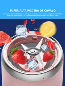 1 pieza de 400ml Exprimidor eléctrico inalámbrico y portátil, Exprimidor de frutas recargable USB-C con 6 cuchillas y doble vaso, Vaso multifuncional para jugos y batidos, Perfecto para verduras, frutas y batidos - Multicolor - Ver 7
