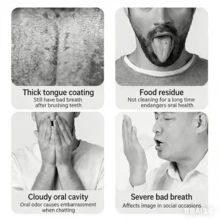 Stainless Steel Tongue Scraper, Oral Hygiene Tool, Double-Sided Design Easy To Clean Portable Oral Cleaner, Halloween Gift - Tongue Coating Hanging Brush - View 5