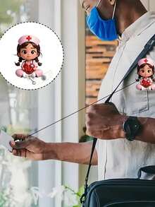 2D Acrylic Nurse Girl ID Card Holder - Retractable Badge Clip, Suitable For Medical Students And Nurse Practitioners - PMMA Material Workplace Identification Badge Clip | Fun Design | Acrylic Nurse Accessories Back To School Teacher Gift - Multicolor - View 5