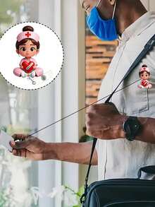 Giá đỡ thẻ ID y tá/nữ bằng acrylic phẳng 2D - Cuộn dây đeo thẻ có thể thu gọn, phù hợp cho sinh viên y khoa và y tá - Giá đỡ thẻ nhận dạng nơi làm việc bằng chất liệu PMMA | Thiết kế độc đáo | Phụ kiện y tá bằng acrylic, quà tặng mùa tựu trường cho giáo viên - Nhiều màu - Xem 5