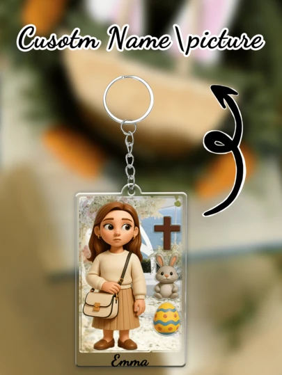 Customized Easter 3D Figurine Keychain, Personalized Acrylic Keychain, Couples Customized Keychain, Valentine's Day Gift, Birthday Gift, Anniversary Gift, Couples Gift, Home Decor, Souvenir, Cute, High Quality, Birthday Gift, Wedding Anniversary Gift, Graduation Souvenir, Mother's Day Father's Day Gift