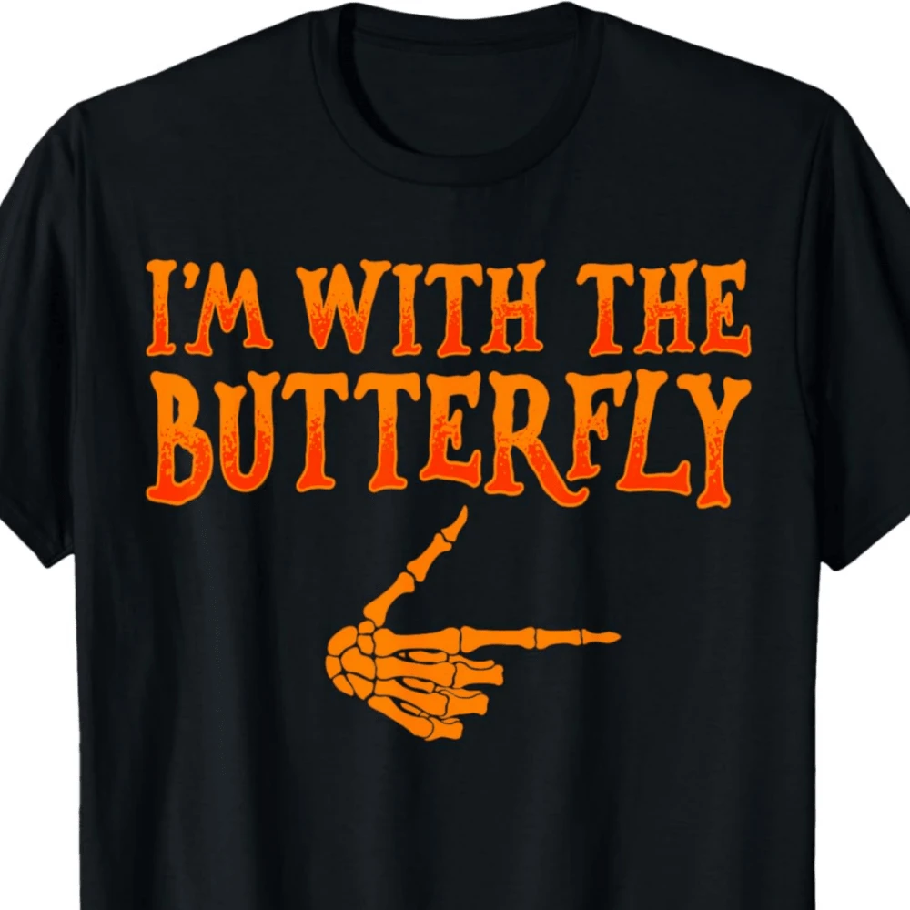 I'm With The Butterfly Funny Butterfly Catcher Costume Style T-Shirt - 黑色 - 查看 1