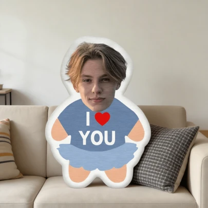 Gối trang trí hình công chúa tùy chỉnh - Gối hình người độc đáo với khuôn mặt cá nhân hóa, sợi polyester, dệt nhiều màu - Món quà lý tưởng cho các cặp đôi, gối trang trí.