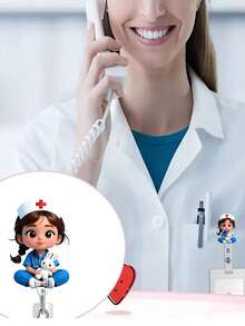 2D 平面亚克力护士女孩证件套 - 可伸缩徽章卷轴，标签适用于医学生和护理从业人员 - PMMA 材质工作场所身份识别徽章套 | 趣味设计 | 亚克力护士配件，返校季教师礼物 - 彩色 - 查看 4