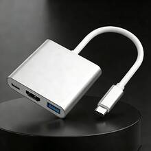 1 pieza Estación de acoplamiento portátil elegante 3 en 1 Unisex compatible con dispositivos múltiples, con transferencia de datos de alta velocidad USB-C 3.1, espejado HD 4K y carga rápida PD, compatible con series Apple, buques insignia y portátiles para escenarios de negocios, entretenimiento y juegos - Multicolor - Ver 2