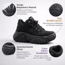 Buffalo Women's High Platform Sneakers Tractor Shoe 7cm High Promotion - 黑色 - 查看 3