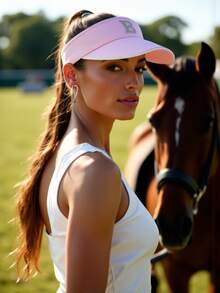 Mũ chống nắng cho nữ, in chữ cái A-Z theo yêu cầu, kiểu dáng mở đỉnh, thoáng khí, nhẹ, có thể điều chỉnh, phù hợp cho kiểu tóc đuôi ngựa, thể thao, chạy bộ, cắm trại và các hoạt động ngoài trời vào mùa hè. - Hồng - Xem 3