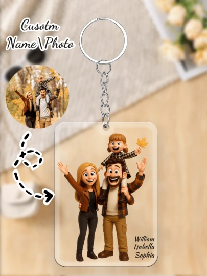 Llavero acrílico personalizado con foto familiar y texto, llavero personalizado, llavero de pareja, regalo del Día de San Valentín, regalo de cumpleaños, regalo de aniversario, regalo de pareja, decoración del hogar, recuerdo, lindo, de alta calidad, regalo de cumpleaños, aniversario de boda, recuerdo de graduación, regalo del Día de la Madre, Día del Padre, decorativo, elegante, adorable