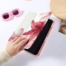 可爱豹纹粉色兰花图案可折叠支架平板电脑保护套，适用于 Pro 2024/Air M3/A16 2025，适合工作、旅行和居家休闲。 - 彩色 - 查看 4