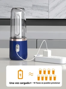 1 pieza de 400ml Exprimidor eléctrico inalámbrico y portátil, Exprimidor de frutas recargable USB-C con 6 cuchillas y doble vaso, Vaso multifuncional para jugos y batidos, Perfecto para verduras, frutas y batidos - Multicolor - Ver 10