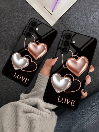 1个爱心平气和高清玻璃手机壳 | 兼容安卓系统，适用于 Galaxy S24/S25PLUS/S23 Ultra/A16/A35/A25/S26/S26plus/S26ultra - 手机保护壳，适合作为礼物送给朋友等