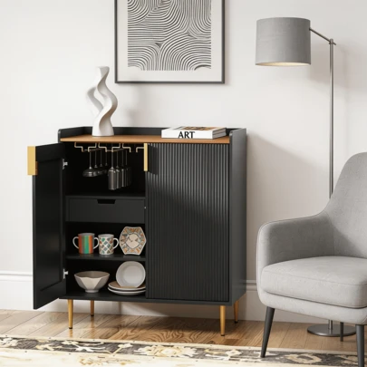 Mueble Botellero Independiente Con Estante Para Cinos, Aparador Para Sala de Estar Cocina