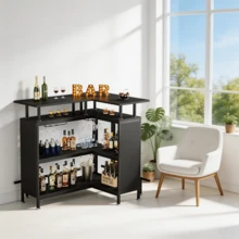 Mini Barras Forma L De Metal De Café Licor Para Hogar - Negro - Ver 1