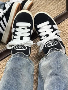 Adidas Originals CAMPUS 00s 皮革低帮运动鞋，男女通用，黑白配色 - 黑與白 - 查看 9