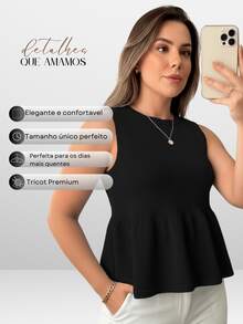 Elegant Women's Blouse, Premium Modal Tank Top, Basic Sleeveless Knit, Zero Transparency, Casual - 黑色 - 查看 4