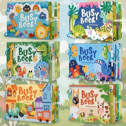 1 Book Of Interactive Educational Sticker Books, 6 Different Themed Peel & Stick Quiet Busy Books, Montessori Toys, Suitable For Boys & Girls 3+ Years Old, Preschool Learning Activities, Infant Toys, Children's Toys, Puzzles, Quiet Books, Travel Toys, Airplane & Car Activities, Sensory Toys, Fine Motor Skills, Letters, Numbers, Animals, Colors, Shapes, Weather, Emotions, Matching Games, Great Birthday, Christmas, Easter Gifts For Kids